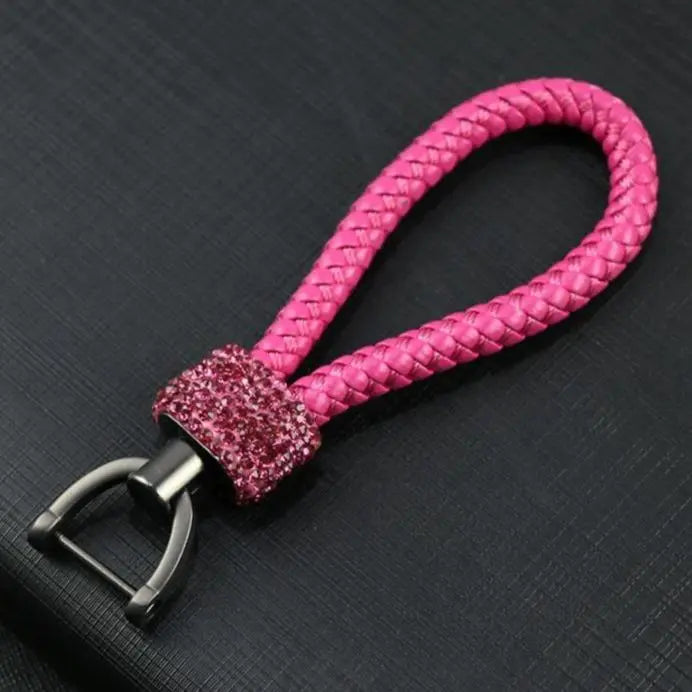 Crystal Braided Pink Rope Key Chain - Pretty Fab Things