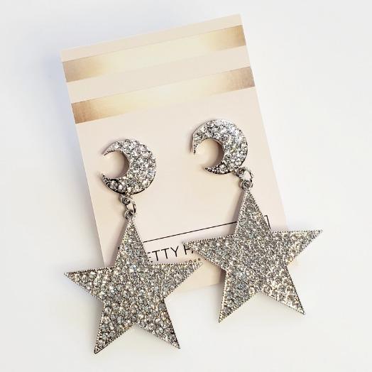 Baby I'm A Star Silver Rhinestone  Earrings - Pretty Fab Things