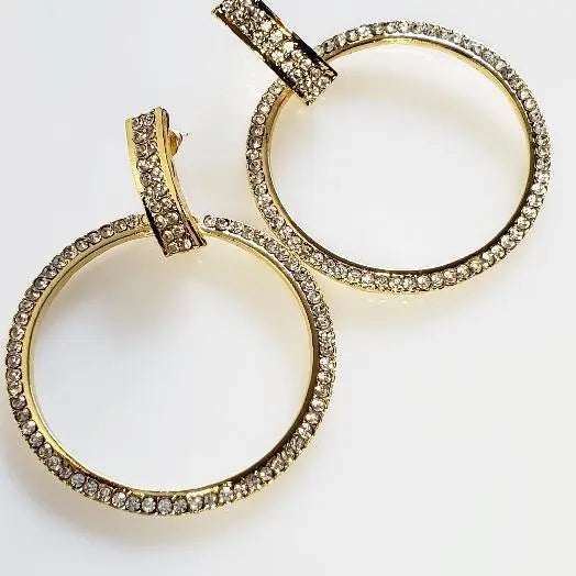 Heaven's Gold  Hoop Crystal Earrings - Pretty Fab Things