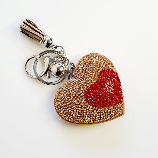 Heart Champagne Rhinestone Key Chain - Pretty Fab Things