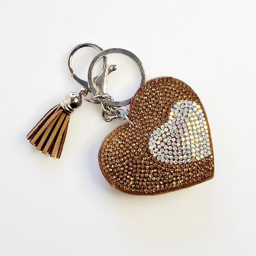 Heart Champagne Rhinestone Key Chain - Pretty Fab Things