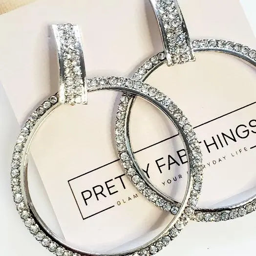 Heaven's Silver Hoop Crystal Earrings - Pretty Fab Things