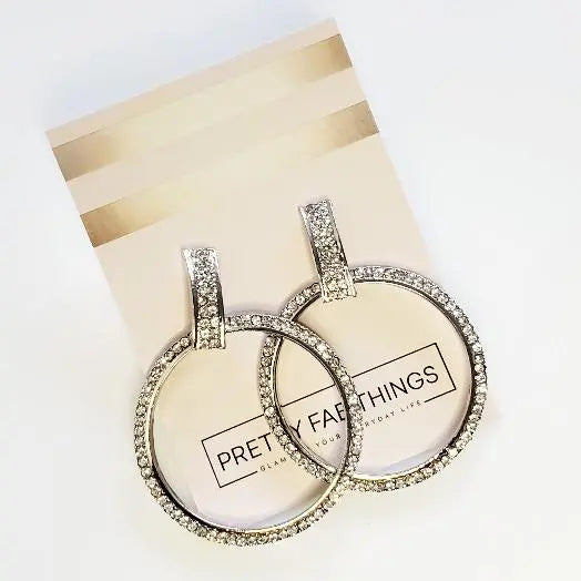 Heaven's Silver Hoop Crystal Earrings - Pretty Fab Things