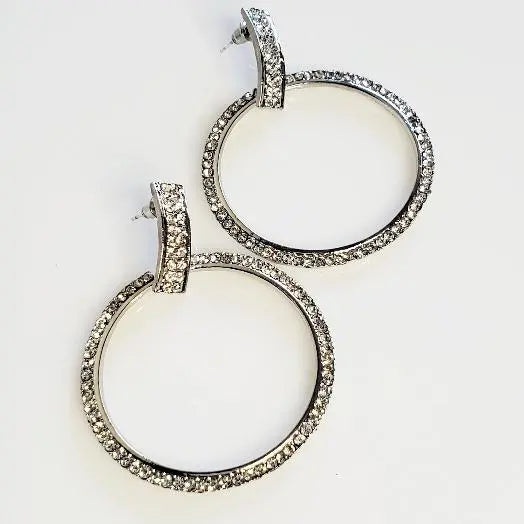 Heaven's Silver Hoop Crystal Earrings - Pretty Fab Things