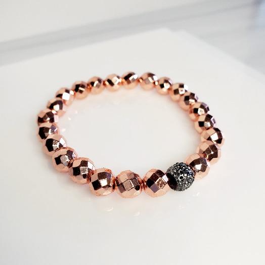 Rose Gold Pave Metallic Magnetic Stretch Bead Bracelets | Pretty Fab Things