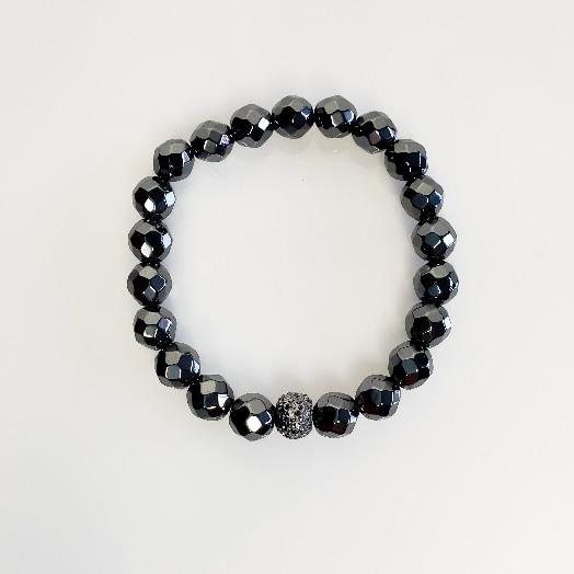 Gun Metal Pave Metallic Magnetic Stretch Bead Bracelets | Pretty Fab Things