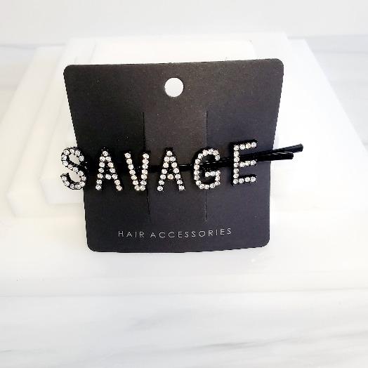 I'm Extra Black Word Savage Rhinestone Hair Clips - Pretty Fab Things