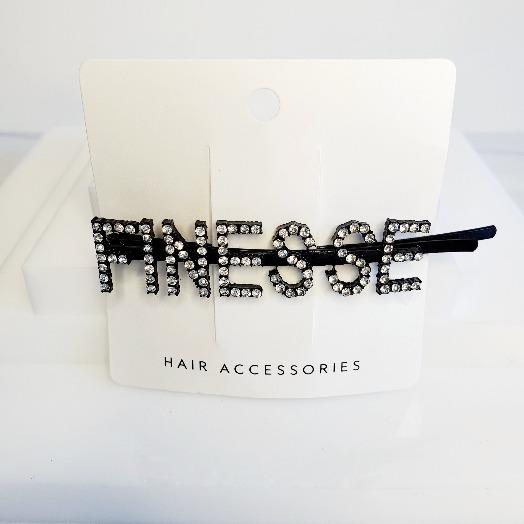 I'm Extra Black Word Finesse Rhinestone Hair Clips - Pretty Fab Things