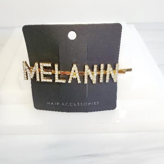 Gold Rhinestone Melanin Word Hair Clips & Accessories - Pretty Fab Things