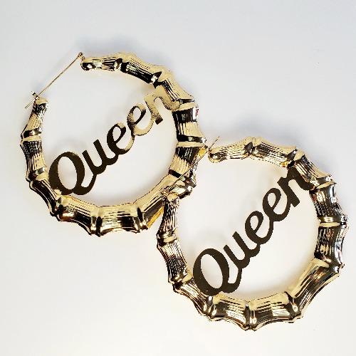 LATIFAH Gold Queen Bamboo Hoop Earrings - Pretty Fab Things