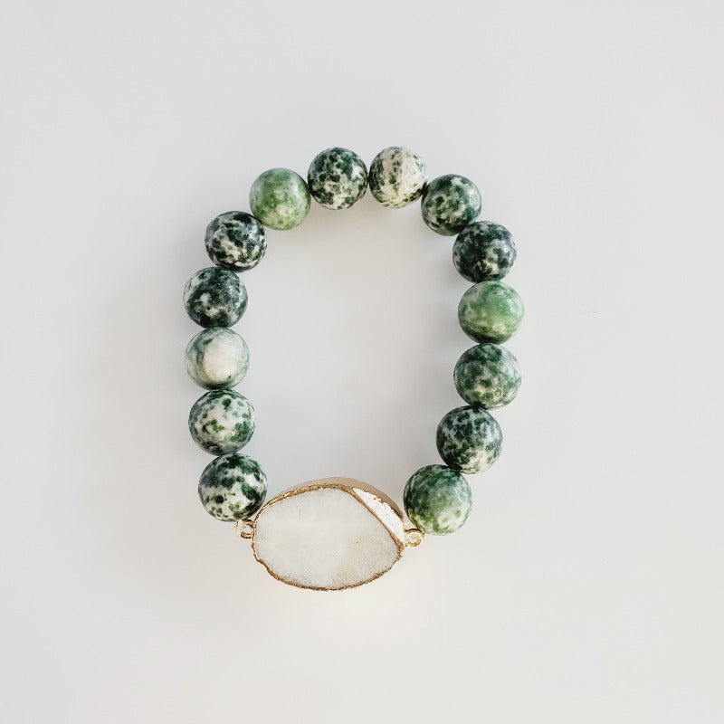 Jade Druzy Stone 3 Piece Bracelet Set | Pretty Fab Things