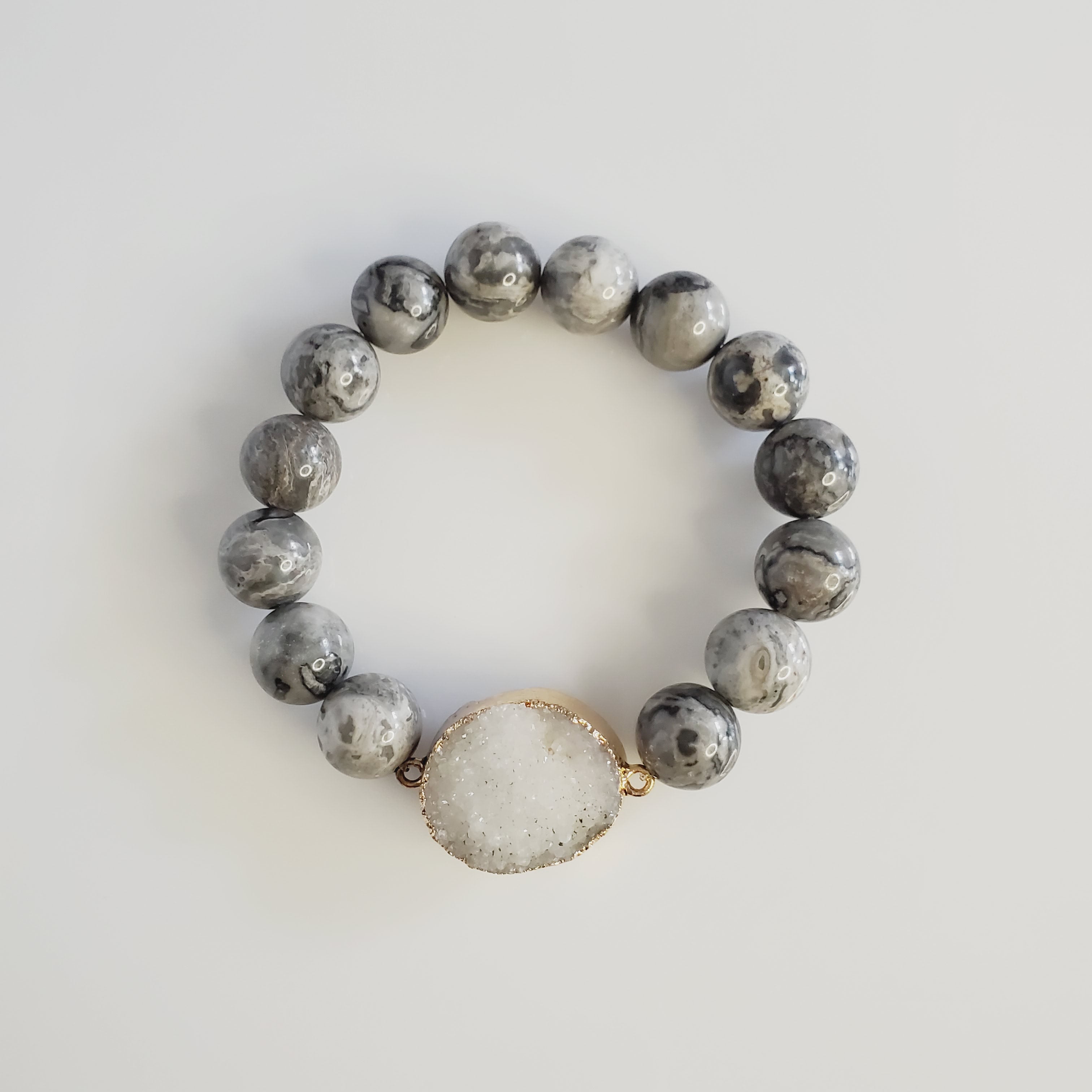 Gorgeous Gray Druzy 3 Piece Bracelet Set freeshipping - Pretty Fab Things