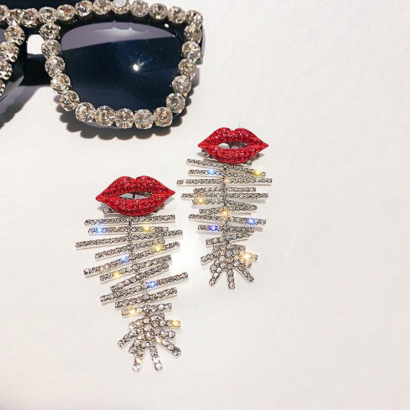 Red Lip Crystal Fashion Earrings - Pretty Fab Things