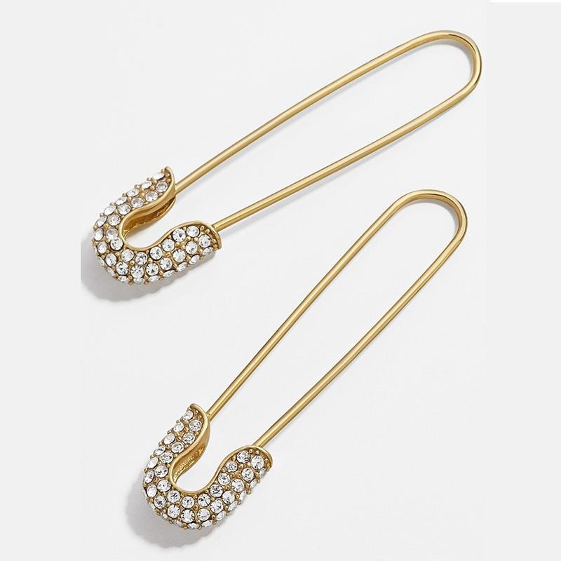 Gold Crystal Safety Pin Earring - Pretty Fab Things