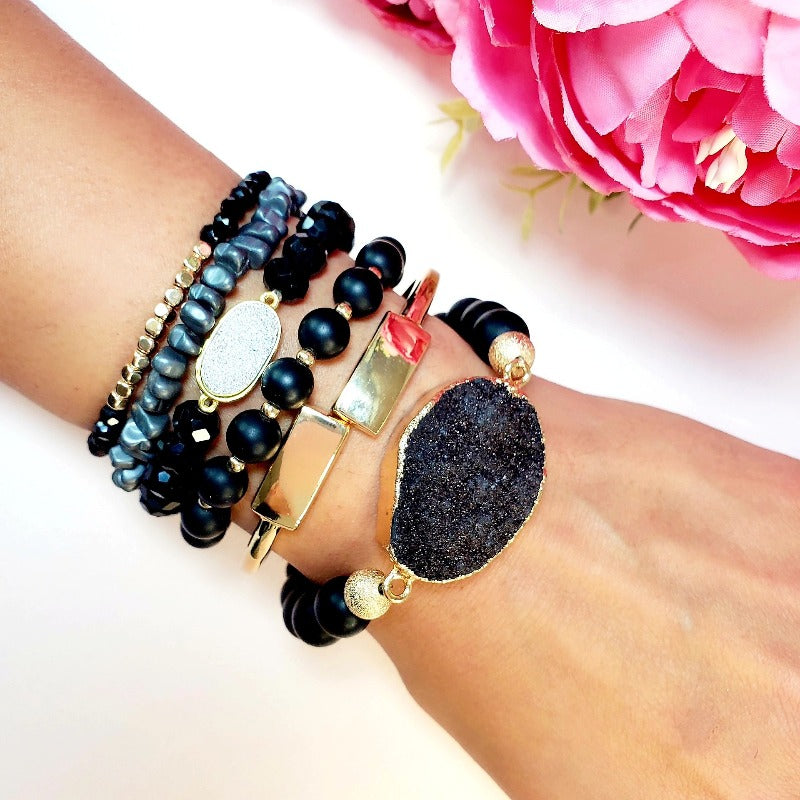 Black Summer Nights six piece bracelet set | Pretty Fab Things