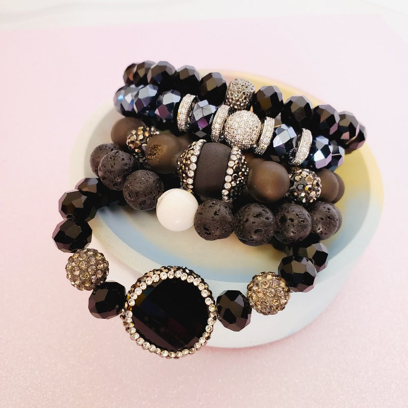 Black & Blue Five Piece Bracelet Set | Pretty Fab Things