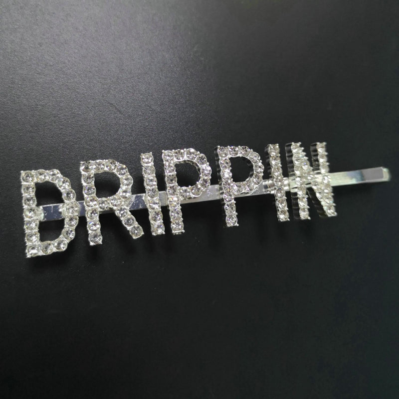 I'm Extra Silver Rhinestone Word Drippin Hair Clips |  Pretty Fab Things