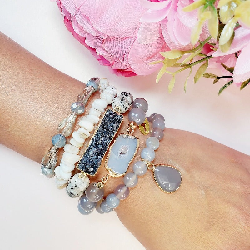 Girly Gray Five Piece Bracelet Set | Pretty Fab Things