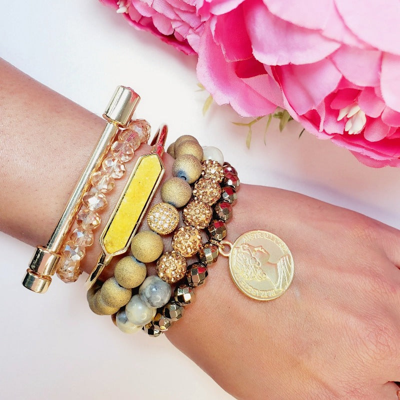 Goal Digger Gold Six Piece Bracelet Set | Pretty Fab Things