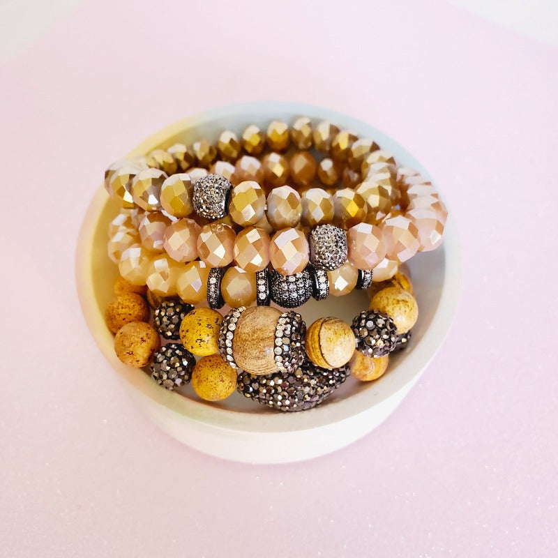 Nature & Gold Five Piece Bracelet Set | Pretty Fab Things