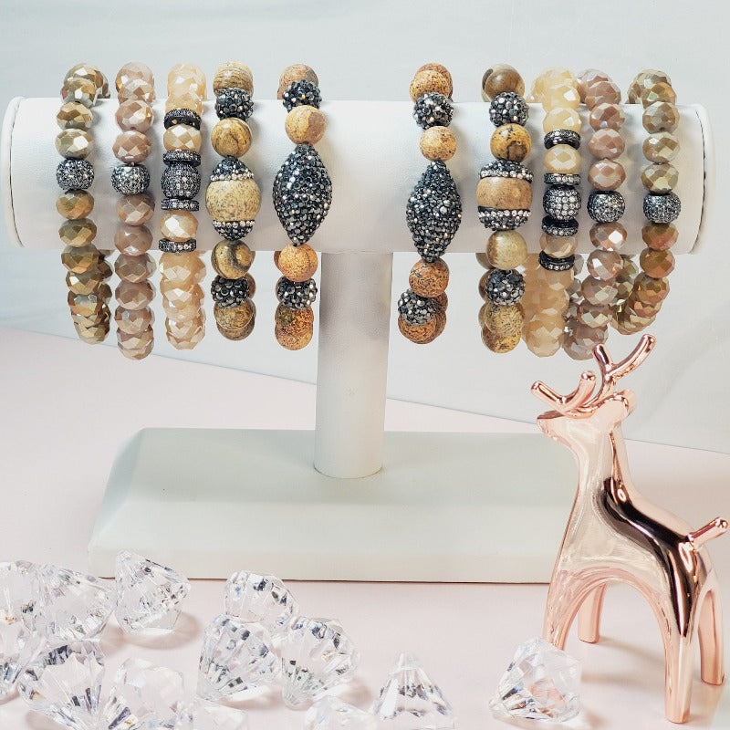 Nature & Gold Five Piece Bracelet Set | Pretty Fab Things