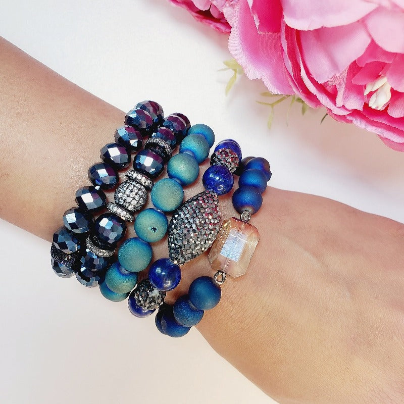 Sapphire Five Piece Bracelet Set | Pretty Fab Things