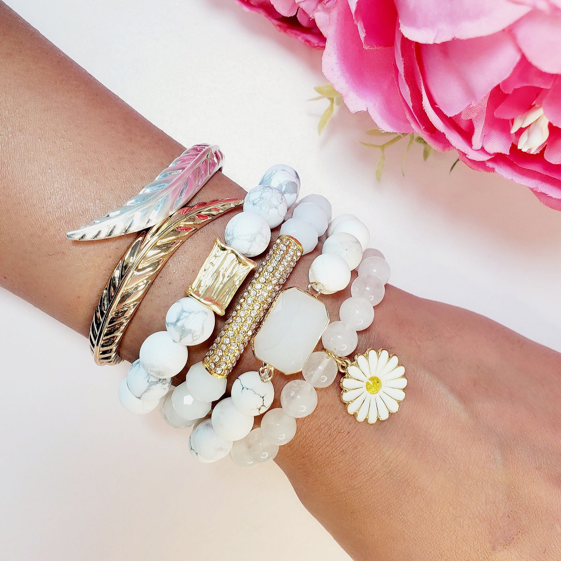 Sunflower Bead Bracelet Set