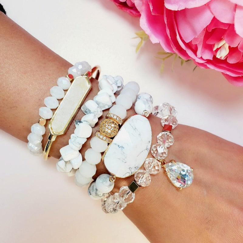 White Party six piece glamour bracelet set | Pretty Fab Things