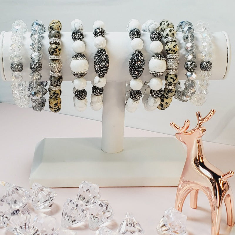 White & Silver Five Piece Bracelet Set | Pretty Fab Things